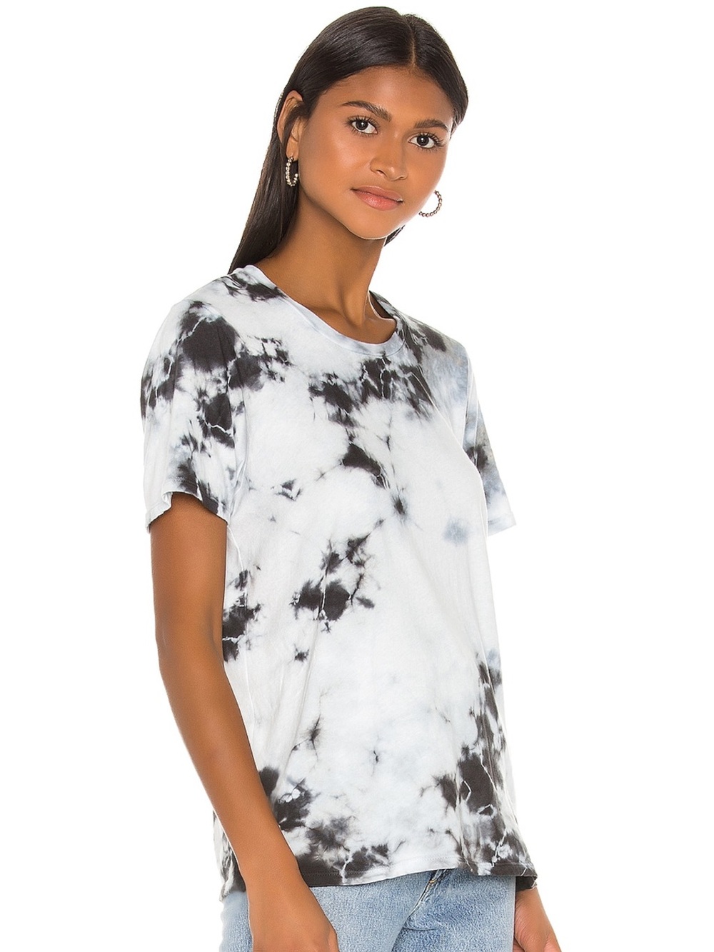 Michael Lauren Tie-Dye Black & White Crewneck Tee - Women